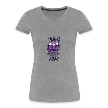 Crâne d’enterrement de vie de garçon 2024 - T-shirt bio Premium Femme - gris chiné - Devant - Mia (176cm)