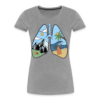 lungs, summer, nature and adventures - Women's Premium Organic T-Shirt - heather grey - Front - Mia (176cm)