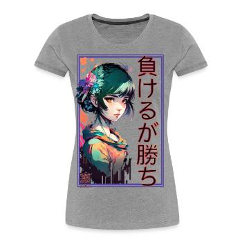 負けるが勝ちCute Animegirl - Frauen Premium Bio T-Shirt - Grau meliert - Vorne - Mia (176cm)