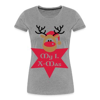 mon premier Noël - T-shirt bio Premium Femme - gris chiné - Devant - Mia (176cm)