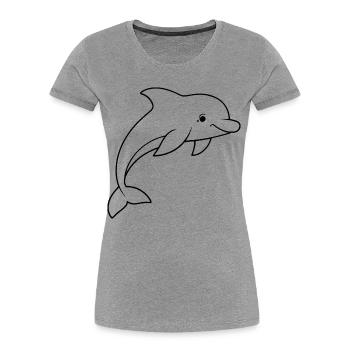 Minimalistic Dolphin - Frauen Premium Bio T-Shirt - Grau meliert - Vorne - Mia (176cm)