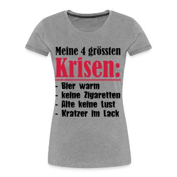 Meine vier grössten Krisen - Frauen Premium Bio T-Shirt - Grau meliert - Vorne - Mia (176cm)