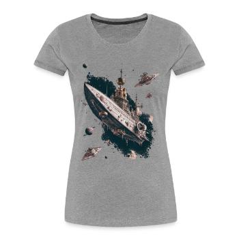 Starship Adventure In The Far Reaches Of Space - Women's Premium Organic T-Shirt - heather grey - Front - Mia (176cm)