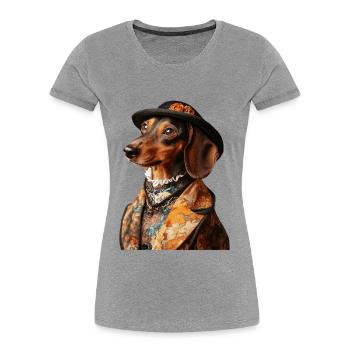 Dackel - Frauen Premium Bio T-Shirt - Grau meliert - Vorne - Mia (176cm)