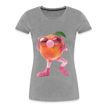 Pfirsich - Frauen Premium Bio T-Shirt - Grau meliert - Vorne - Mia (176cm)