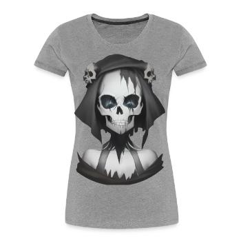 Dämonische Magie in der Halloween-Nacht - Frauen Premium Bio T-Shirt - Grau meliert - Vorne - Mia (176cm)