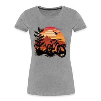 Vintage Retro Bike Mountain Bike Holiday Nature - Women's Premium Organic T-Shirt - heather grey - Front - Mia (176cm)