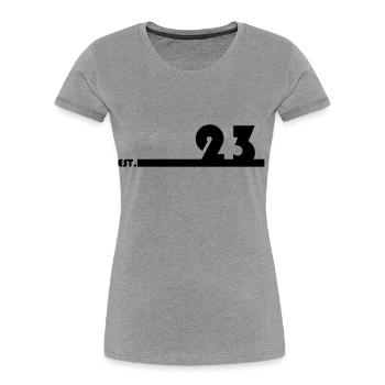 23_Black - Frauen Premium Bio T-Shirt - Grau meliert - Vorne - Mia (176cm)