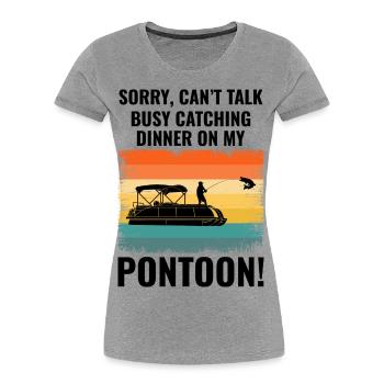 Pontoon Boat Motor Boating Silent Fishing Retro - Women's Premium Organic T-Shirt - heather grey - Front - Mia (176cm)