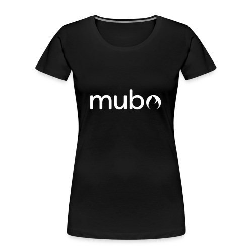 mubo logo Word White - Women's Premium Organic T-Shirt