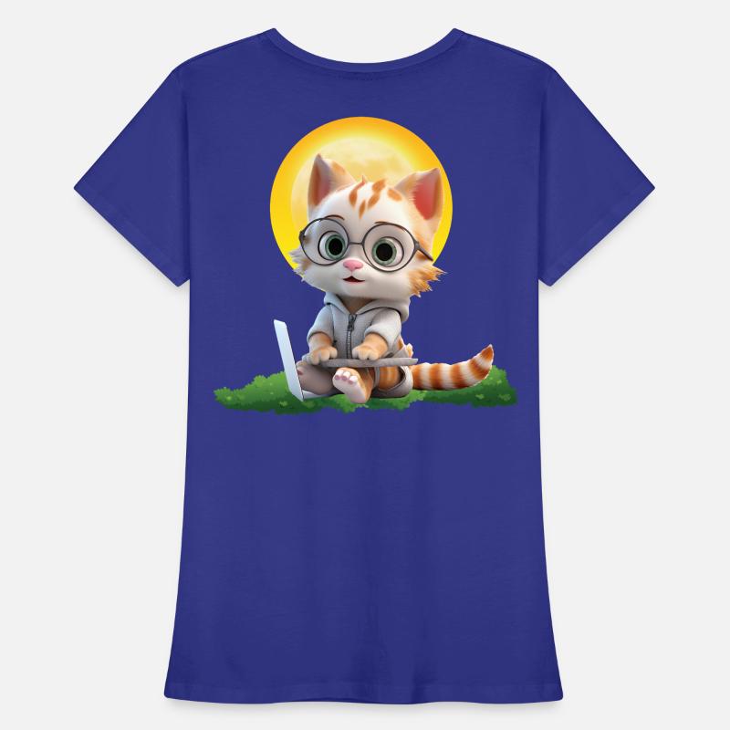 Smart Cat Sun Coder : Impression d’art pour ordinateur portable chaton T-shirt bio Premium Femme