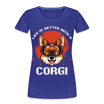 Corgi Taucher Badespaß - Frauen Premium Bio T-Shirt - Königsblau - Vorne - Mia (176cm)