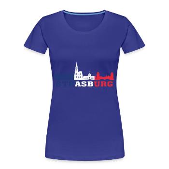 Carte de repère de la ville de Strasbourg France Skyline - T-shirt bio Premium Femme - bleu roi - Devant - Mia (176cm)