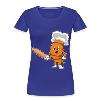 Rouleau à pâtisserie de pain - T-shirt bio Premium Femme - bleu roi - Devant - Mia (176cm)