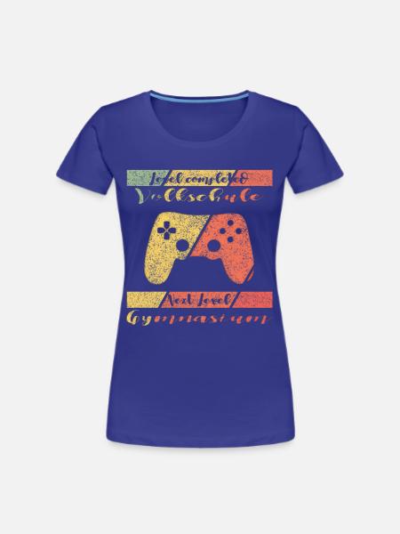 Level Completed Volksschule Gamer - Frauen Premium Bio T-Shirt - Königsblau