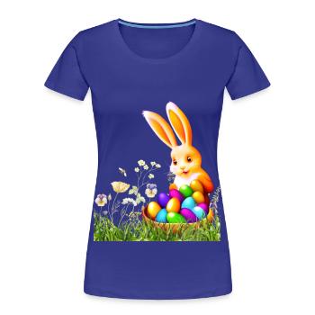Easter bunny with colorful eggs - Women's Premium Organic T-Shirt - royal blue - Front - Mia (176cm)