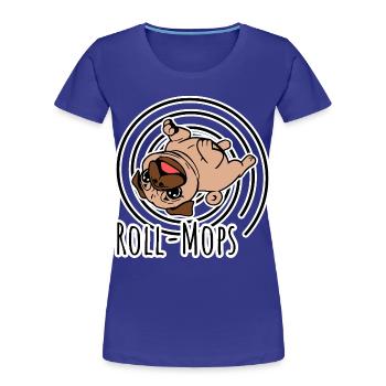 Rollender Mops - Ein Roll-Mops - Frauen Premium Bio T-Shirt - Königsblau - Vorne - Mia (176cm)