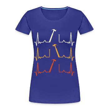 Motif de marteau de battement de cœur - T-shirt bio Premium Femme - bleu roi - Devant - Mia (176cm)