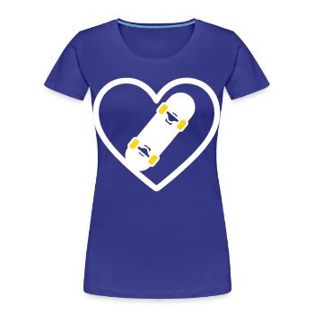 Skateboard Herz Street Sport Leidenschaft - Frauen Premium Bio T-Shirt - Königsblau - Vorne - Mia (176cm)
