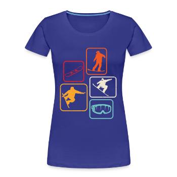 Snowboard retro Snowboarden Skifahren  - Frauen Premium Bio T-Shirt - Königsblau - Vorne - Mia (176cm)