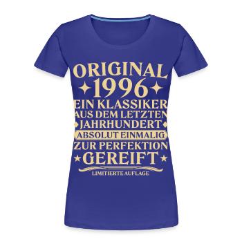 Original 1996 Klassiker Letztes Jahrhundert - Frauen Premium Bio T-Shirt - Königsblau - Vorne - Mia (176cm)