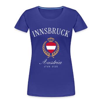 Innsbruck Österreich Wappen Krone – Reise Souvenir - Frauen Premium Bio T-Shirt - Königsblau - Vorne - Mia (176cm)