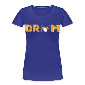 Trommeltypografie mit Schlagzeug-Ikone - Frauen Premium Bio T-Shirt - Königsblau - Vorne - Mia (176cm)