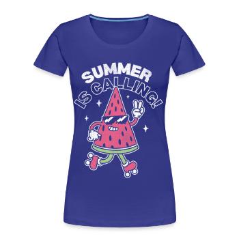 Summer is Calling - Women's Premium Organic T-Shirt - royal blue - Front - Mia (176cm)