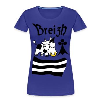 Breizh Bretagne - T-shirt bio Premium Femme - bleu roi - Devant - Mia (176cm)