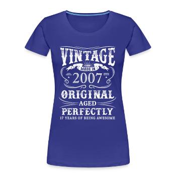Vintage Made In 2007 17 Years Of Being Awesome - Women's Premium Organic T-Shirt - royal blue - Front - Mia (176cm)