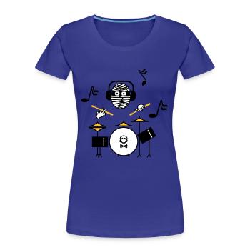 Momies Drummer / Mummy drummer (3c) - T-shirt bio Premium Femme - bleu roi - Devant - Mia (176cm)