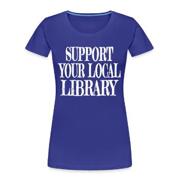 Book Cat Wine Book Fan Quote Comics Awesome Lover - Women's Premium Organic T-Shirt - royal blue - Front - Mia (176cm)