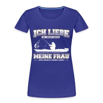 Angler Angeln Angel Fische Fisch Fischer Frau - Frauen Premium Bio T-Shirt - Königsblau - Vorne - Mia (176cm)