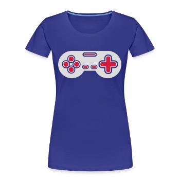 Conception Retro Gamer Controller - T-shirt bio Premium Femme - bleu roi - Devant - Mia (176cm)