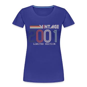 Vintage 2001 Cadeau Anniversaire - Millésime 2001 - T-shirt bio Premium Femme - bleu roi - Devant - Mia (176cm)