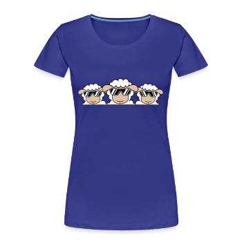 3 DJ Schafe Hinter Zaun Mauer Sonnenbrille Freunde - Frauen Premium Bio T-Shirt - Königsblau - Vorne - Mia (176cm)