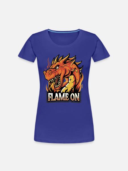 Flamme an - Feuerdrache - Frauen Premium Bio T-Shirt - Königsblau