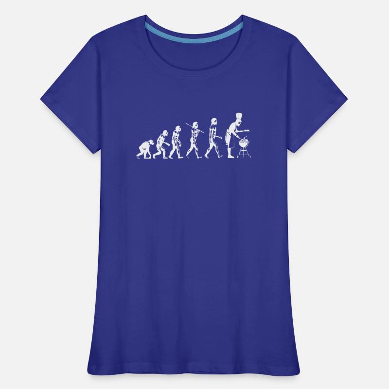 Evolution grillen Fleisch Witz Spaß Mann Geschenk Frauen Premium Bio T-Shirt