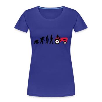 evolution_bauer_mit_traktor_032013_a_3c - Women's Premium Organic T-Shirt - royal blue - Front - Mia (176cm)