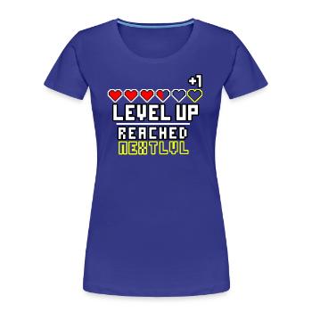 Level Up Reached Next LVL - Frauen Premium Bio T-Shirt - Königsblau - Vorne - Mia (176cm)