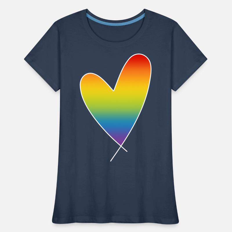 Regenbogen Herz Regenbogenfarben CSD Pride Month Frauen Premium Bio T-Shirt