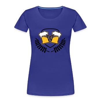 Beer crest lash drinking beer mug icon Logo - Women's Premium Organic T-Shirt - royal blue - Front - Mia (176cm)