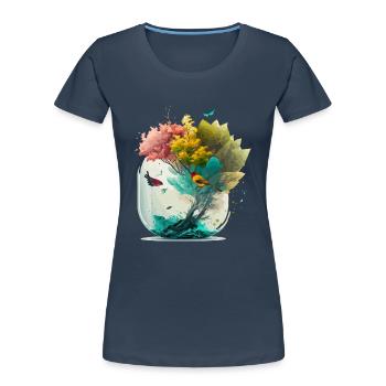 La forêt miniature - T-shirt bio Premium Femme - bleu marine - Devant - Mia (176cm)