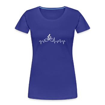 Cadeau vélo Heartbeat - T-shirt bio Premium Femme - bleu roi - Devant - Mia (176cm)
