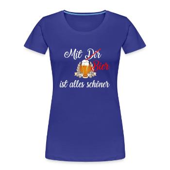 Mit Bier / Bier / Trinken / Party - Frauen Premium Bio T-Shirt - Königsblau - Vorne - Mia (176cm)