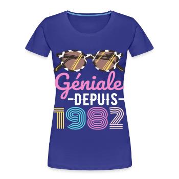 Géniale depuis 1982 année de naissance cadeau - T-shirt bio Premium Femme - bleu roi - Devant - Mia (176cm)