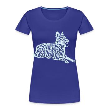 Hollandse Herder Langhaar - Frauen Premium Bio T-Shirt - Königsblau - Vorne - Mia (176cm)