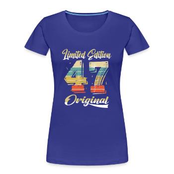 77 ans anniversaire vintage 1947 édition limitée - T-shirt bio Premium Femme - bleu roi - Devant - Mia (176cm)