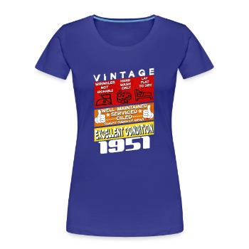 74 years old Vintage 1951 women & men Birthday - Women's Premium Organic T-Shirt - royal blue - Front - Mia (176cm)