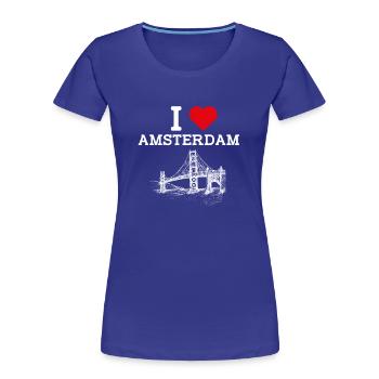 I love Amsterdam Niederlande Golden Gate Bridge Wortspiel - Frauen Premium Bio T-Shirt - Königsblau - Vorne - Mia (176cm)